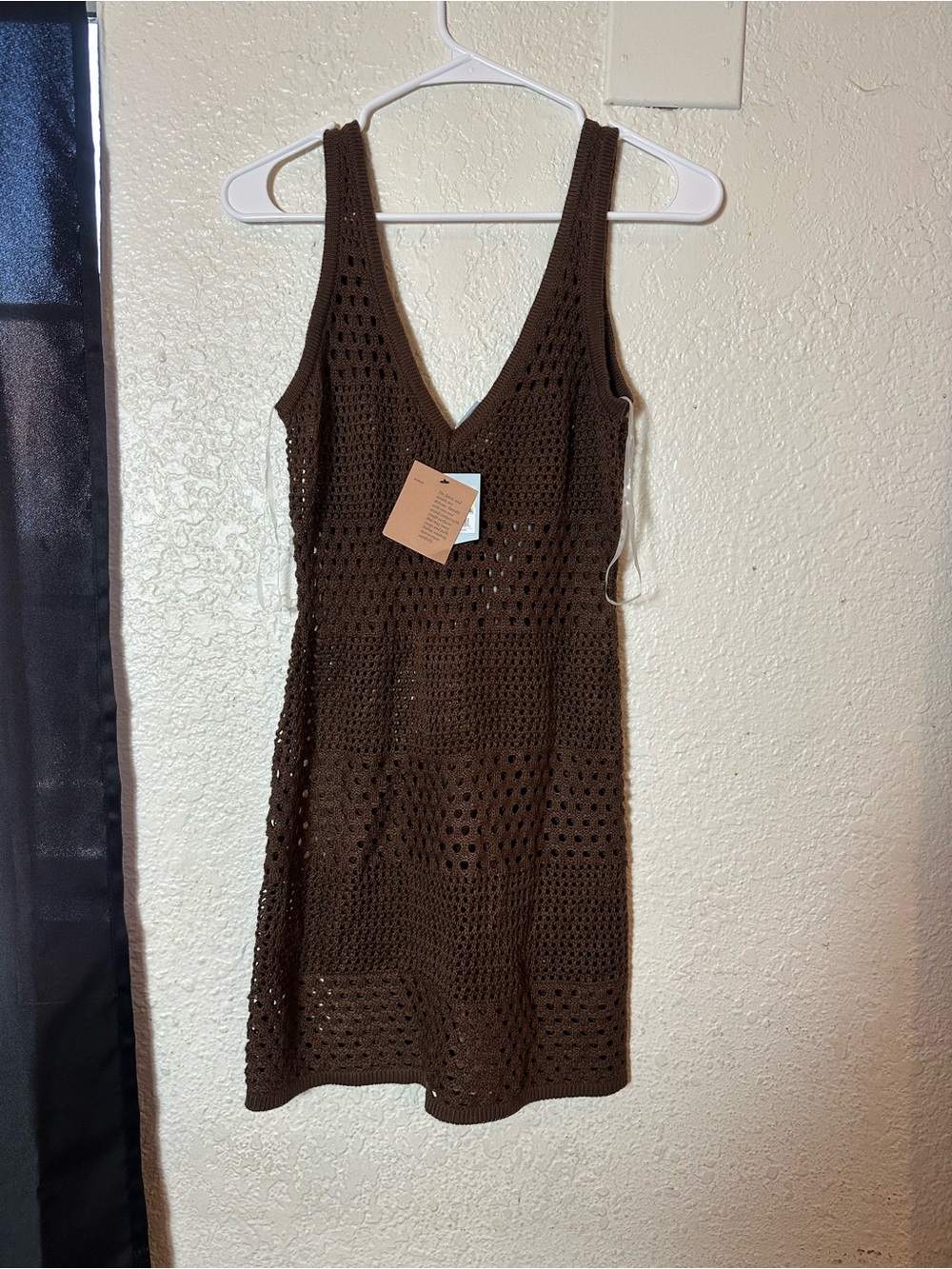 Shade & Shore Brown Crochet Swim Coverup Dress